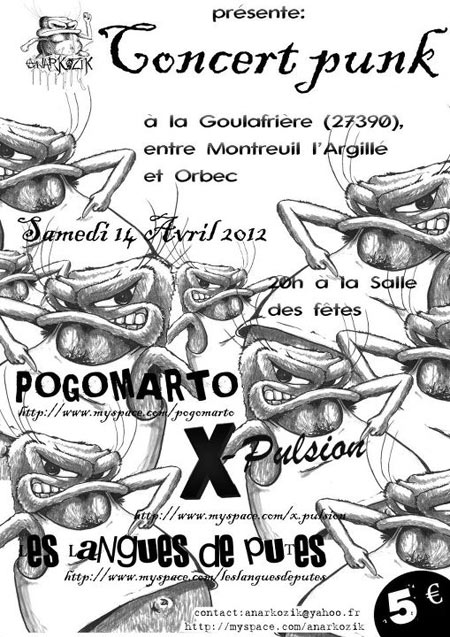Pogomarto + Xpulsion + Les Langues de Putes le 14 avril 2012 à La Goulafrière (27)