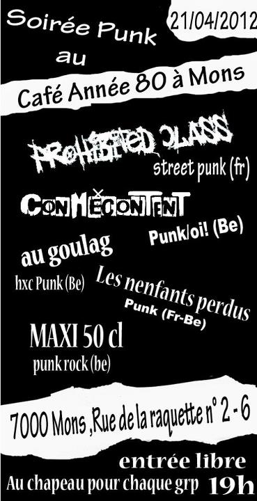 Soirée Punk au Café Année 80 le 21 avril 2012 à Mons (BE)