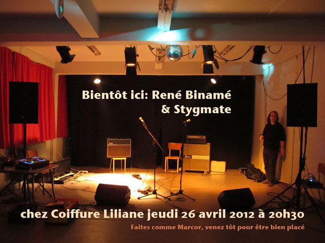 René Binamé + Stygmate chez Coiffure Liliane le 26 avril 2012 à Bruxelles (BE)