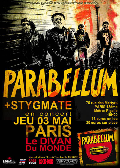 Parabellum + Stygmate au Divan du Monde le 03 mai 2012 à Paris (75)