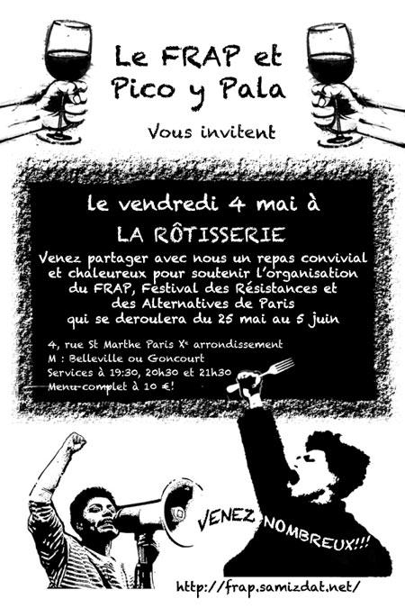 Repas de soutien au FRAP à la Rôtisserie Sainte-Marthe le 04 mai 2012 à Paris (75)