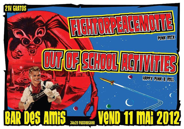 Fightforpeacemotte + Out Of School Activities au Bar des Amis le 11 mai 2012 à Puisserguier (34)