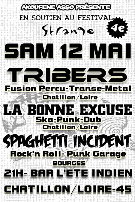 Spaghetti Incident+Tribers+La Bonne excuse au bar L'Été Indien le 12 mai 2012 à Châtillon-sur-Loire (45)