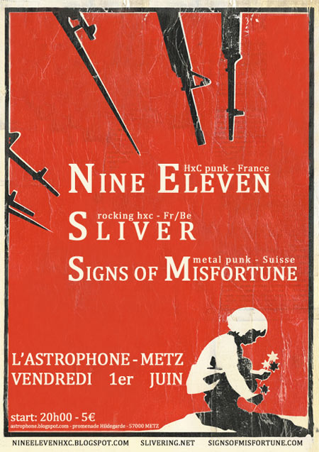 Nine Eleven + Sliver + Signs of Misfortune à l'Astrophone le 01 juin 2012 à Metz (57)