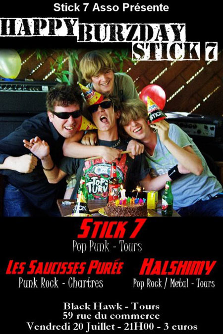 Stick-7 + Les Saucisses Purée + Halshimy au Black Hawk le 20 juillet 2012 à Tours (37)