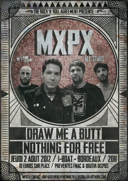 MXPX All Stars + Draw Me A Butt + Nothing For Free à l'I.Boat le 02 août 2012 à Bordeaux (33)