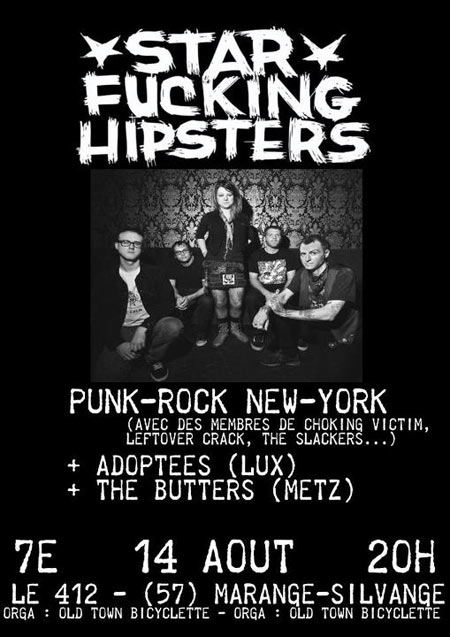 Star Fucking Hipsters + Adoptees + The Butters au Dock Club 412 le 14 août 2012 à Marange-Silvange (57)