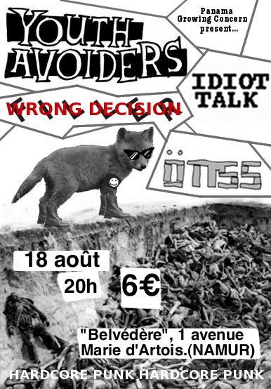 Youth Avoiders + Idiot Talk + Otiss + Wrong Decision @ Belvédère le 18 août 2012 à Namur (BE)