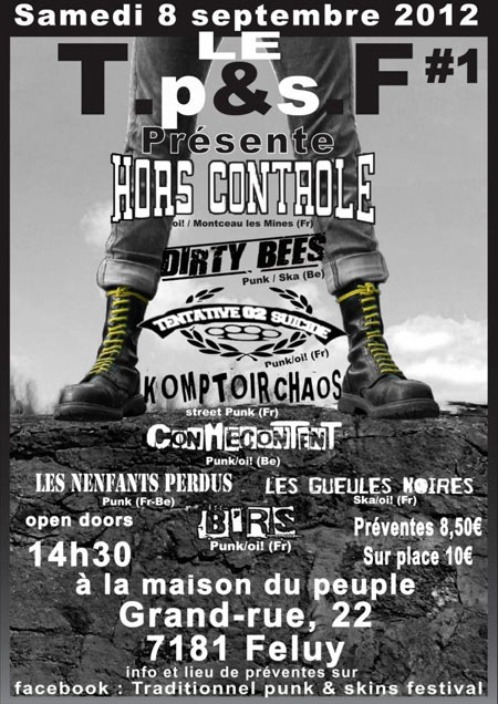 Traditionnel punk & skins festival 1 à la Maison du Peuple le 08 septembre 2012 à Feluy (BE)