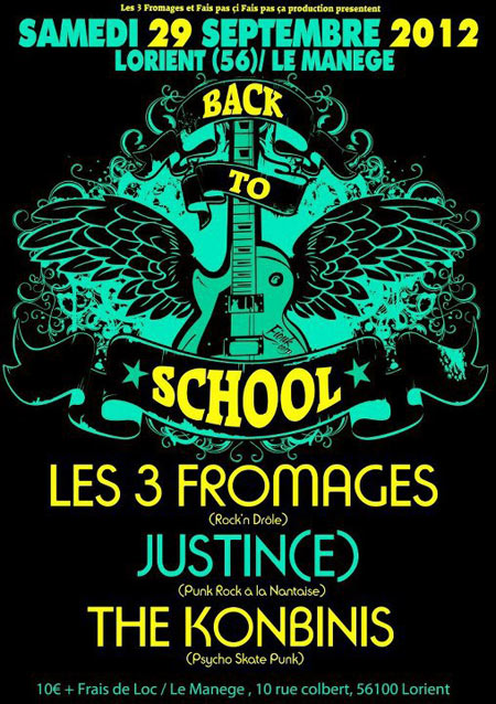 Justin(e) + Les 3 Fromages + The Konbinis au Manège le 29 septembre 2012 à Lorient (56)