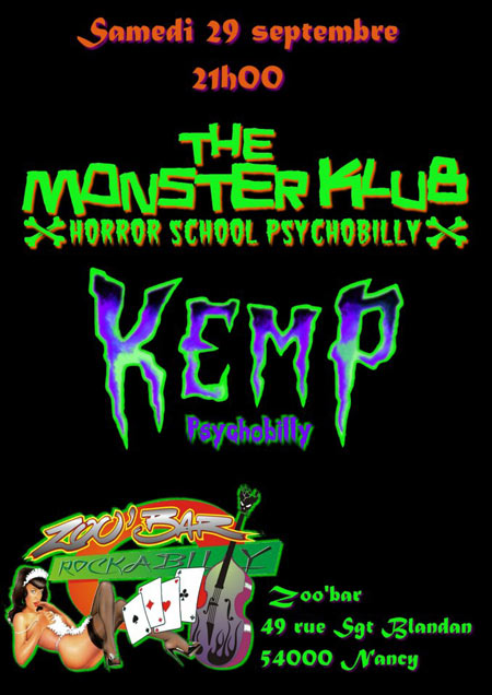 The Monster Klub + Kemp au Zoo Bar le 29 septembre 2012 à Nancy (54)