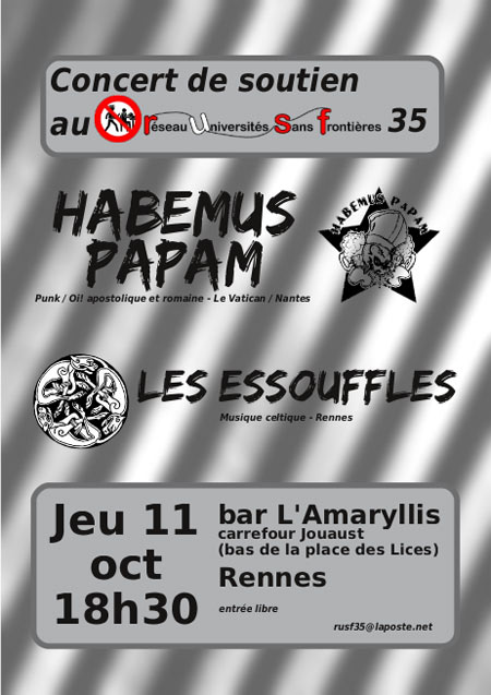 Concert de soutien à RUSF 35 au bar l'Amaryllis le 11 octobre 2012 à Rennes (35)