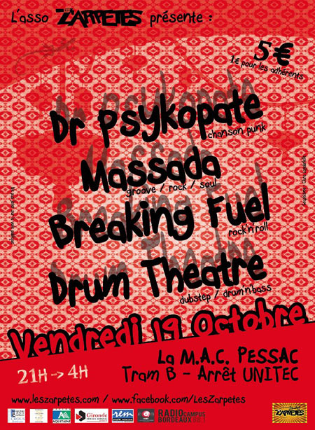 Dr Psykopate + Massada + Breaking Fuel + Drum Theatre à la MAC le 19 octobre 2012 à Pessac (33)