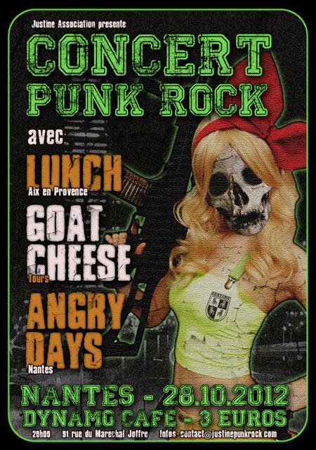 Lunch + Goat Cheese + Angry Days au Dynamo Café le 28 octobre 2012 à Nantes (44)