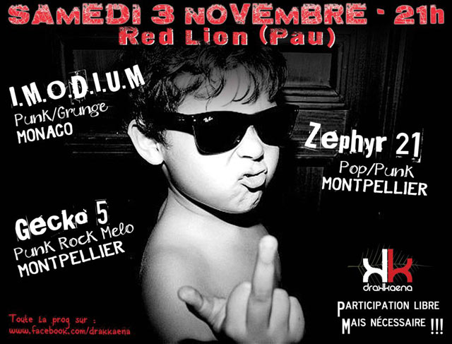 I.M.O.D.I.U.M + Zephyr-21 + Gecko 5 au Red Lion le 03 novembre 2012 à Pau (64)