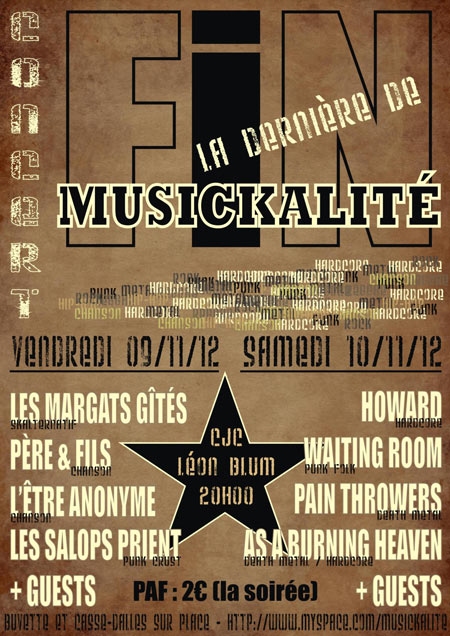 La dernière de Musickalité au CJC Léon Blum le 09 novembre 2012 à Boulogne-sur-Mer (62)