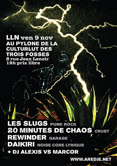 Les Slugs + 20 Minutes de Chaos + Rewinder + Daikiri le 09 novembre 2012 à Ottignies-Louvain-la-Neuve (BE)