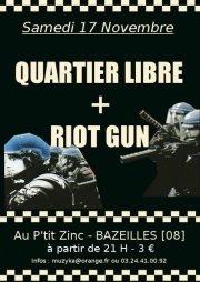 Quartier Libre + Riot Gun au P'tit Zinc le 17 novembre 2012 à Bazeilles (08)