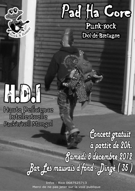 H.D.I + PAD HA CORE en concert gratos le 08 décembre 2012 à Dingé (35)
