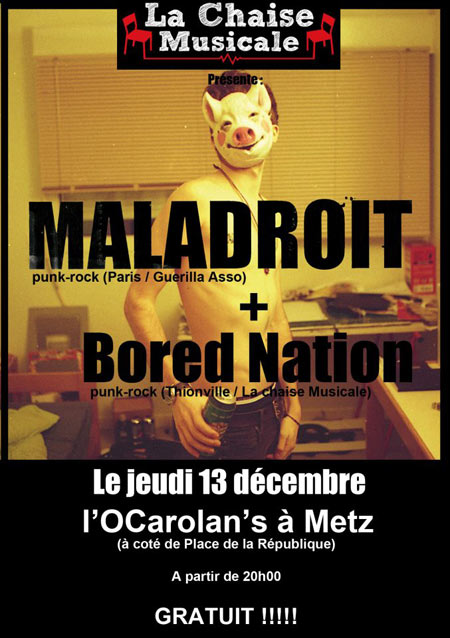 Maladroit + Bored Nation à l'O'Carolan le 13 décembre 2012 à Metz (57)