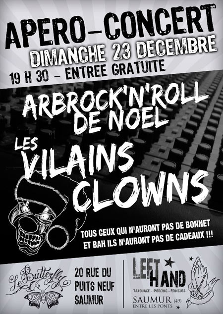 L'Arbrock'n'Roll de Noël des Vilains Clowns au Butterfly le 23 décembre 2012 à Saumur (49)