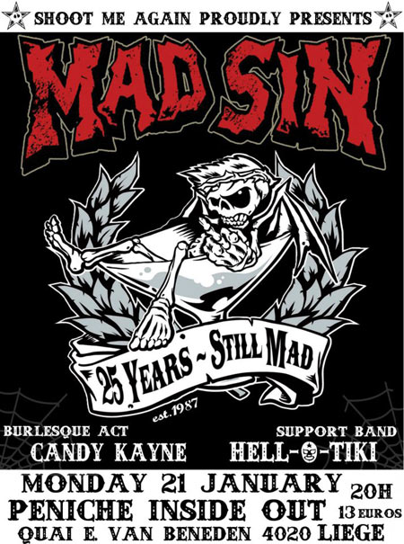 Mad Sin + Hell-O-Tiki à la Péniche Inside Out le 21 janvier 2013 à Liège (BE)