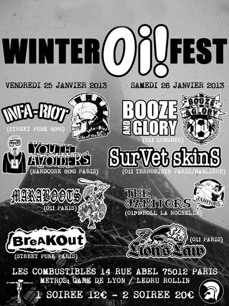 Winter Oi! Fest aux Combustibles le 26 janvier 2013 à Paris (75)