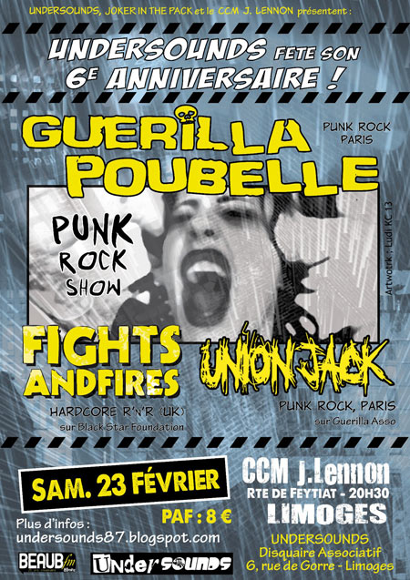 Fights and Fires+Guerilla Poubelle+Union Jack au CCM John Lennon le 23 février 2013 à Limoges (87)