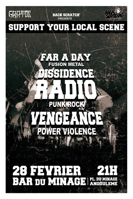 Vengeance + Dissidence Radio + Far A Day au bar Le Minage le 28 février 2013 à Angoulême (16)
