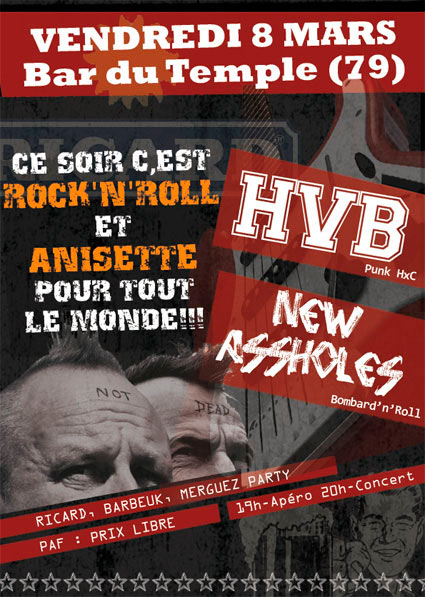 Hooligans Valstar Band + New Assholes au Temple Bar le 08 mars 2013 à Niort (79)