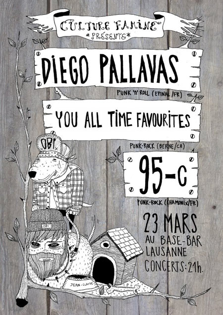 Diego Pallavas + Your All Time Favourites + 95-C au Base Bar le 23 mars 2013 à Lausanne (CH)