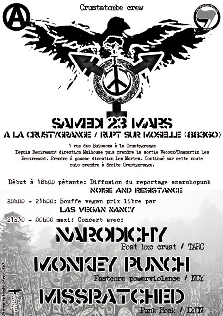 Narodichy + Monkey Punch + Missratched à la Crustygrange le 23 mars 2013 à Rupt-sur-Moselle (88)