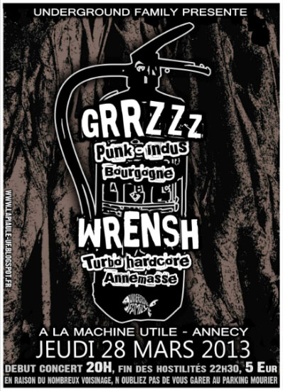 Grrzzz + Wrensh à la Machine Utile le 28 mars 2013 à Seynod (74)