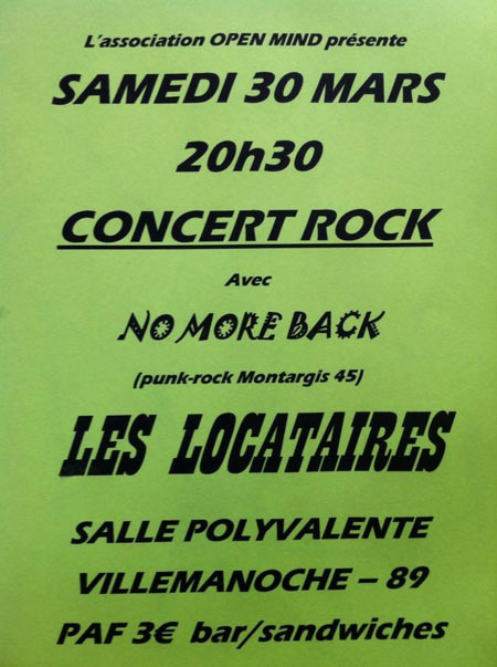 Les Locataires + No More Back le 30 mars 2013 à Villemanoche (89)