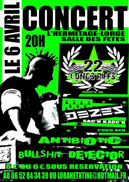 Concert Punk à la Salle des Fêtes le 06 avril 2013 à L'Hermitage-Lorge (22)