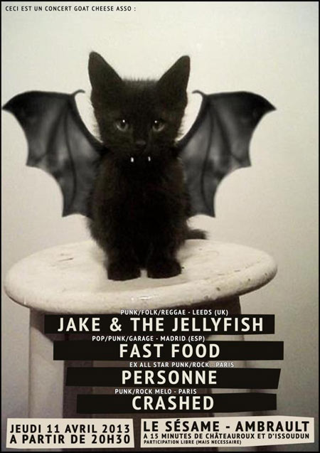 Jake & The Jellyfish + Fast Food + Personne + Crashed au Sésame le 11 avril 2013 à Ambrault (36)