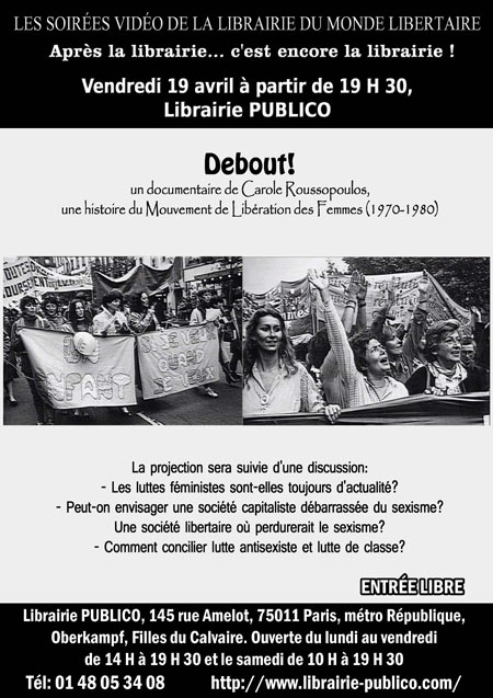 Soirée projection + discussion à la librairie Publico le 19 avril 2013 à Paris (75)