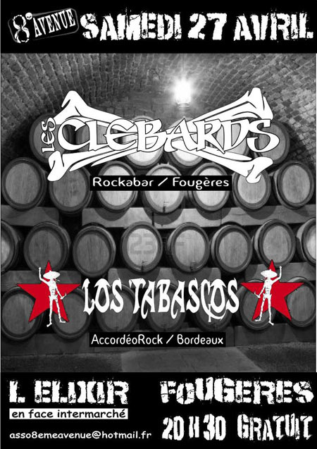 Les Clébards + Los Tabascos à l'Elixir le 27 avril 2013 à Fougères (35)