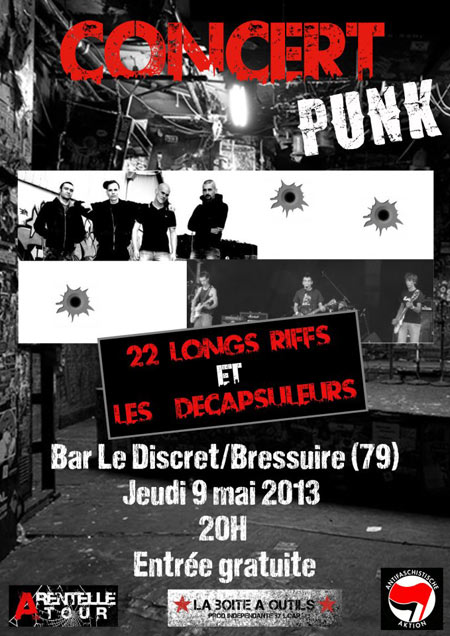 22 Longs Riffs + Les Décapsuleurs au bar Le Discret le 09 mai 2013 à Bressuire (79)