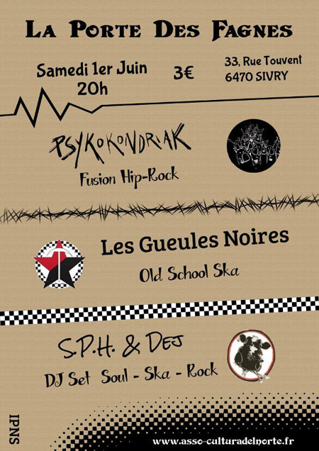 Psykokondriak + Les Gueules Noires à la Porte des Fagnes le 01 juin 2013 à Sivry-Rance (BE)