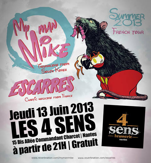 My Man Mike + Escarres au bar Les 4 Sens le 13 juin 2013 à Nantes (44)