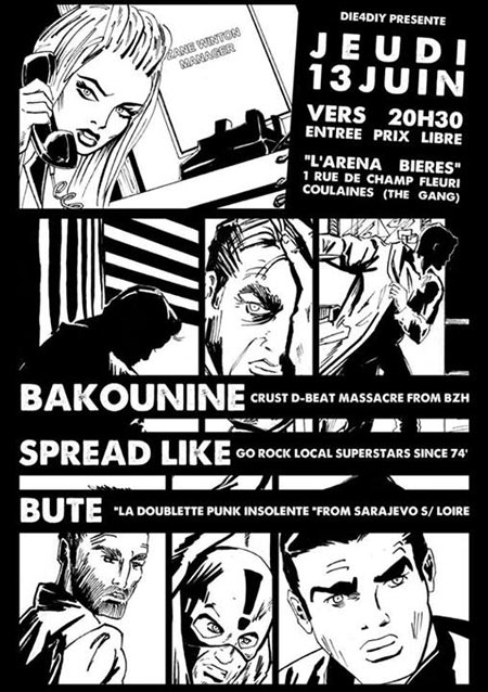 Bakounine + Spread Like + Bute à l'Arena Bières le 13 juin 2013 à Coulaines (72)