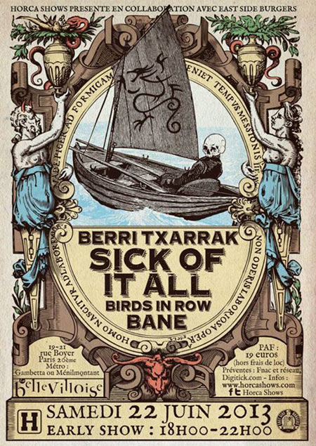 Sick Of It All + Bane + Berri Txarrak + Birds In Row le 22 juin 2013 à Paris (75)