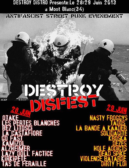 Destroy Disfest le 28 juin 2013 à Montblanc (34)