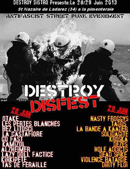Destroy Disfest à la Pimenteraie le 28 juin 2013 à Saint-Nazaire-de-Ladarez (34)
