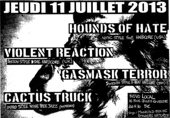 Concert Hardcore au Novo Local le 11 juillet 2013 à Bordeaux (33)