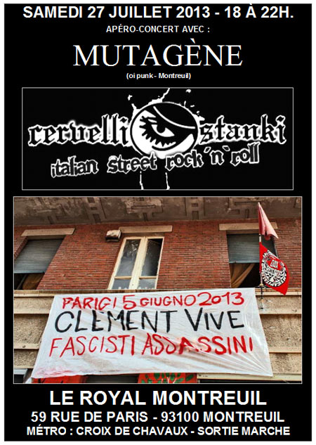 CERVELLI STANKI + MUTAGENE le 27 juillet 2013 à Montreuil (93)