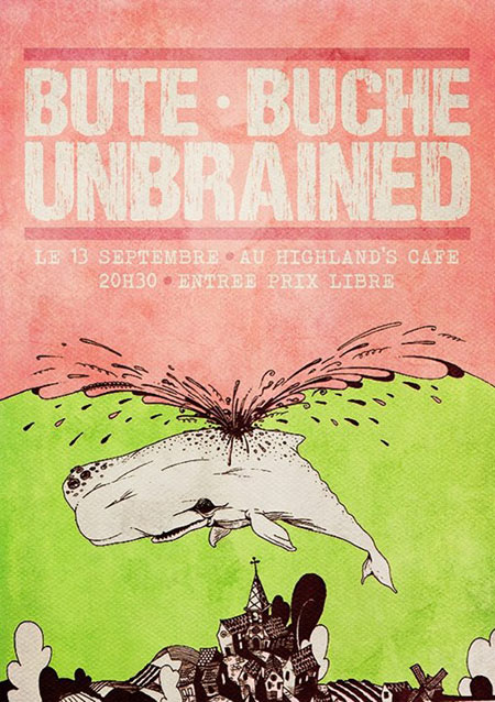 Bute + Bûche + Unbrained au Highlands Café le 13 septembre 2013 à Rouen (76)