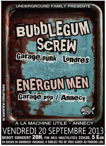 Bubblegum Screw + Energun'Men à la Machine Utile le 20 septembre 2013 à Seynod (74)