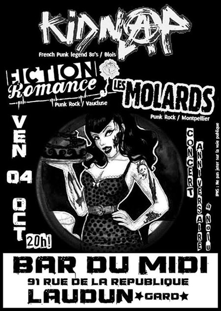 Kidnap + Fiction Romance + Les Molards au Bar du Midi le 04 octobre 2013 à Laudun-l'Ardoise (30)